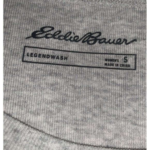Eddie Bauer Legend Wash Sweatshirt Top Sz SMALL Gray Raglan Quilted Pullover - Picture 8 of 10